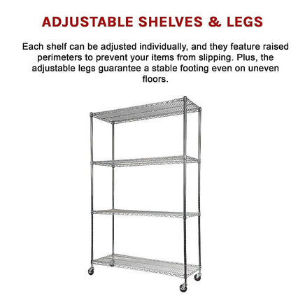 Modular Wire Storage Shelf 1200 x 450 x 1800mm Steel Shelving Furniture Kings Warehouse 