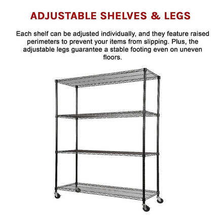 Modular Wire Storage Shelf 1200 x 450 x 1800mm Steel Shelving Furniture Kings Warehouse 