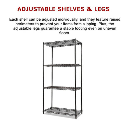 Modular Wire Storage Shelf 1200 x 450 x 1800mm Steel Shelving Furniture Kings Warehouse 