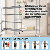 Modular Wire Storage Shelf 1200 x 450 x 1800mm Steel Shelving Furniture Kings Warehouse 