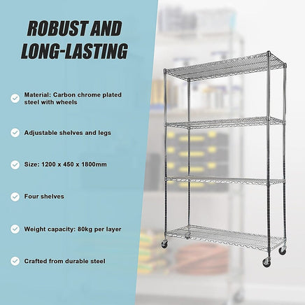 Modular Wire Storage Shelf 1200 x 450 x 1800mm Steel Shelving Furniture Kings Warehouse 