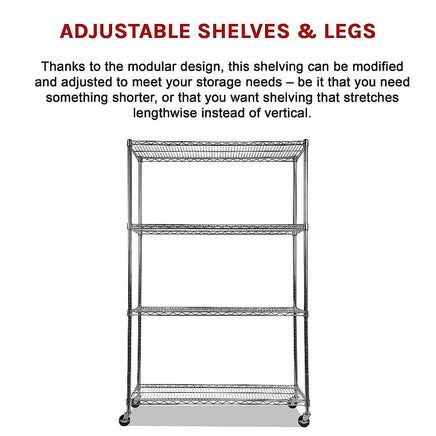 Modular Wire Storage Shelf 1200 x 600 x 1800mm Steel Shelving Furniture Kings Warehouse 
