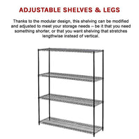 Modular Wire Storage Shelf 1200 x 600 x 1800mm Steel Shelving Furniture Kings Warehouse 
