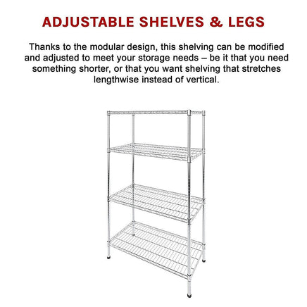 Modular Wire Storage Shelf 1200 x 600 x 1800mm Steel Shelving Furniture Kings Warehouse 