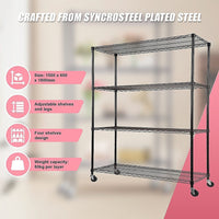 Modular Wire Storage Shelf 1200 x 600 x 1800mm Steel Shelving Furniture Kings Warehouse 