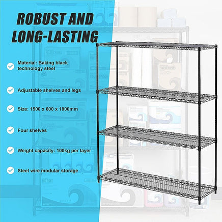 Modular Wire Storage Shelf 1200 x 600 x 1800mm Steel Shelving Furniture Kings Warehouse 
