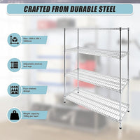 Modular Wire Storage Shelf 1500 x 350 x 1800mm Steel Shelving Furniture Kings Warehouse 