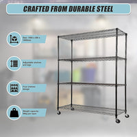 Modular Wire Storage Shelf 1500 x 350 x 1800mm Steel Shelving Furniture Kings Warehouse 