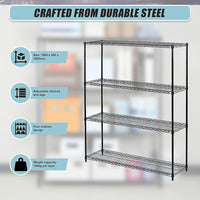 Modular Wire Storage Shelf 1500 x 350 x 1800mm Steel Shelving Furniture Kings Warehouse 