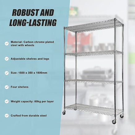 Modular Wire Storage Shelf 1500 x 350 x 1800mm Steel Shelving Furniture Kings Warehouse 