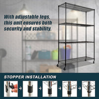 Modular Wire Storage Shelf 1500 x 450 x 1920mm Steel Shelving with Wheels Furniture Kings Warehouse 