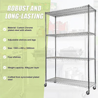 Modular Wire Storage Shelf 1500 x 450 x 1920mm Steel Shelving with Wheels Furniture Kings Warehouse 
