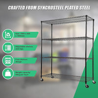 Modular Wire Storage Shelf 1500 x 600 x 1800mm Steel Shelving Furniture Kings Warehouse 