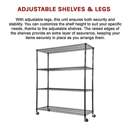 Modular Wire Storage Shelf 1500 x 600 x 1800mm Steel Shelving Furniture Kings Warehouse 