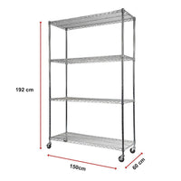Modular Wire Storage Shelf 1500 x 600 x 1800mm Steel Shelving Furniture Kings Warehouse 