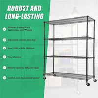 Modular Wire Storage Shelf 1500 x 600 x 1800mm Steel Shelving Furniture Kings Warehouse 