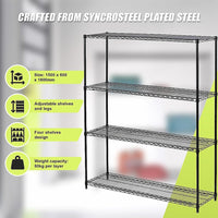 Modular Wire Storage Shelf 1500 x 600 x 1800mm Steel Shelving Furniture Kings Warehouse 