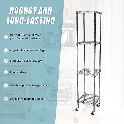 Modular Wire Storage Shelf 350 x 350 x 1800mm Steel Shelving Furniture Kings Warehouse 