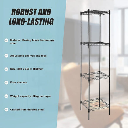 Modular Wire Storage Shelf 350 x 350 x 1800mm Steel Shelving Furniture Kings Warehouse 