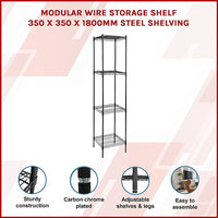 Modular Wire Storage Shelf 350 x 350 x 1800mm Steel Shelving Furniture Kings Warehouse 