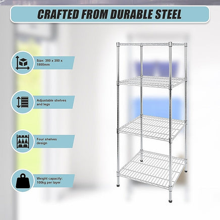 Modular Wire Storage Shelf 350 x 350 x 1800mm Steel Shelving Furniture Kings Warehouse 
