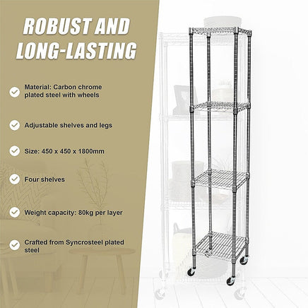 Modular Wire Storage Shelf 450 x 450 x 1800mm Steel Shelving Furniture Kings Warehouse 