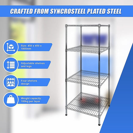 Modular Wire Storage Shelf 450 x 450 x 1800mm Steel Shelving Furniture Kings Warehouse 