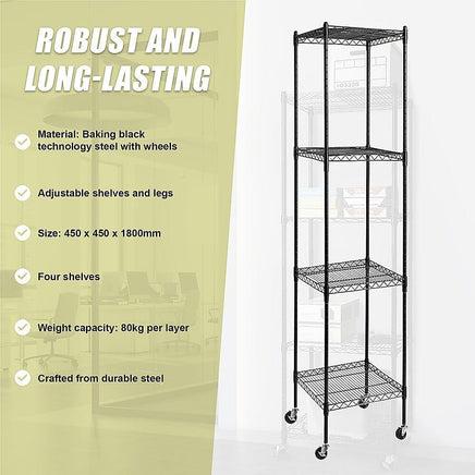 Modular Wire Storage Shelf 450 x 450 x 1800mm Steel Shelving Furniture Kings Warehouse 