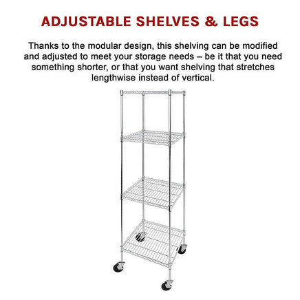 Modular Wire Storage Shelf 600 x 600 x 1800mm Steel Shelving Furniture Kings Warehouse 
