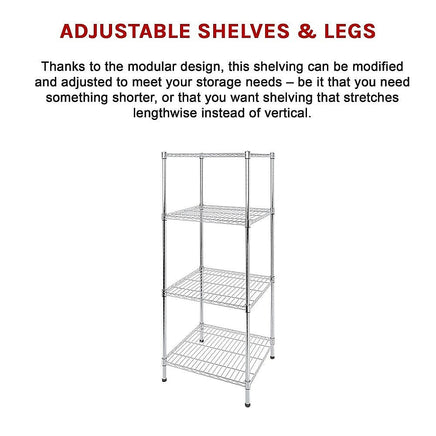 Modular Wire Storage Shelf 600 x 600 x 1800mm Steel Shelving Furniture Kings Warehouse 