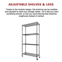 Modular Wire Storage Shelf 900 x 350 x 1800mm Steel Shelving Furniture Kings Warehouse 