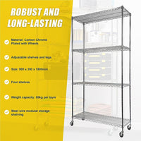 Modular Wire Storage Shelf 900 x 350 x 1800mm Steel Shelving Furniture Kings Warehouse 