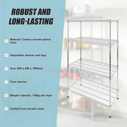 Modular Wire Storage Shelf 900 x 450 x 1800mm Steel Shelving Furniture Kings Warehouse 