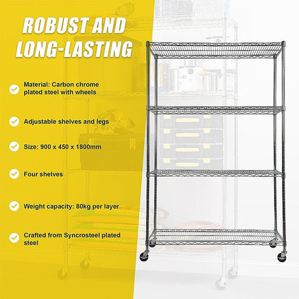 Modular Wire Storage Shelf 900 x 450 x 1800mm Steel Shelving Furniture Kings Warehouse 