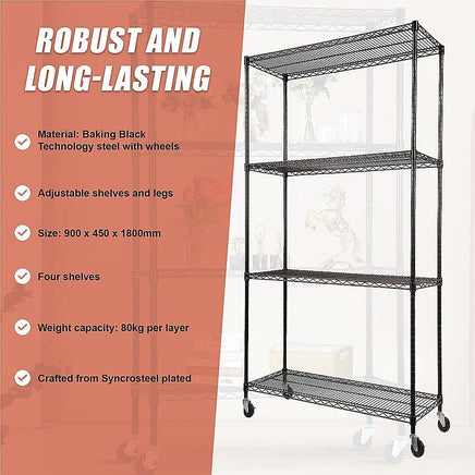 Modular Wire Storage Shelf 900 x 450 x 1800mm Steel Shelving Furniture Kings Warehouse 