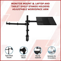 Monitor Mount & Laptop and Tablet Shelf Stands Holders Adjustable Workspace Arm Electronics Kings Warehouse 