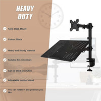 Monitor Mount & Laptop and Tablet Shelf Stands Holders Adjustable Workspace Arm Electronics Kings Warehouse 