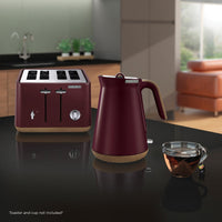 Morphy Richards 1.5L Aspect Kettle - Maroon with Cork-Effect Trim Kings Warehouse 