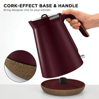 Morphy Richards 1.5L Aspect Kettle - Maroon with Cork-Effect Trim Kings Warehouse 