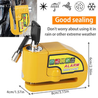 Motorcycle Alarm Disc Lock Electric Rotor Lock Motor Bicycle Bike Brake Security Yellow Kings Warehouse 
