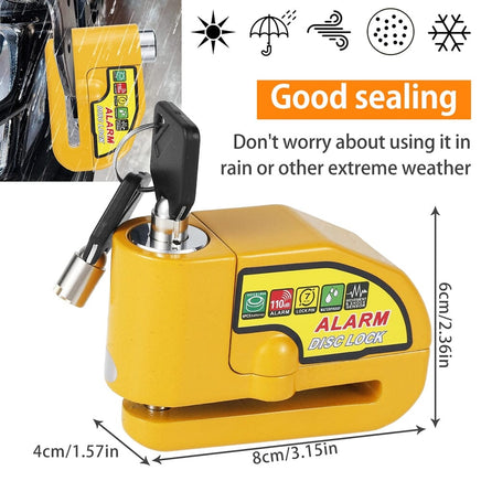 Motorcycle Alarm Disc Lock Electric Rotor Lock Motor Bicycle Bike Brake Security Yellow Kings Warehouse 