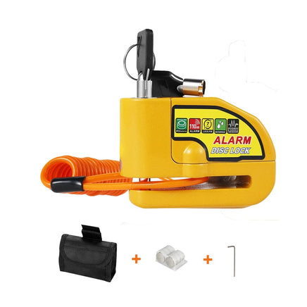 Motorcycle Alarm Disc Lock Electric Rotor Lock Motor Bicycle Bike Brake Security Yellow Kings Warehouse 