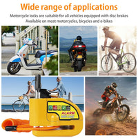 Motorcycle Alarm Disc Lock Electric Rotor Lock Motor Bicycle Bike Brake Security Yellow Kings Warehouse 