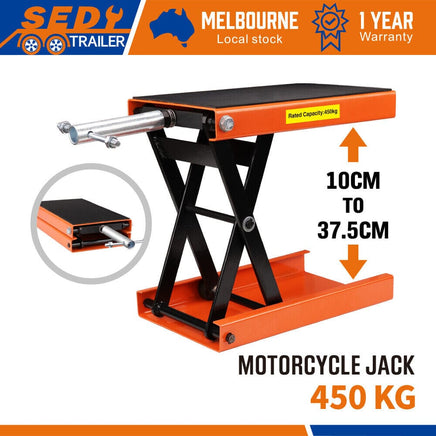 Motorcycle Jack 450KG Scissor Motor Bike Lift Stand Hoist Mini Motorbike Quad Tools Kings Warehouse 