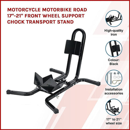 Motorcycle Motorbike Road 17"-21" Front Wheel Support Chock Transport Stand Tools Kings Warehouse 