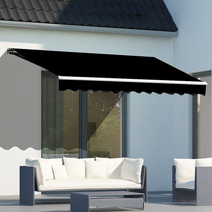 Motorised Outdoor Folding Arm Awning Retractable Sunshade Canopy Black 4.0m x 3.0m Home & Garden Kings Warehouse 