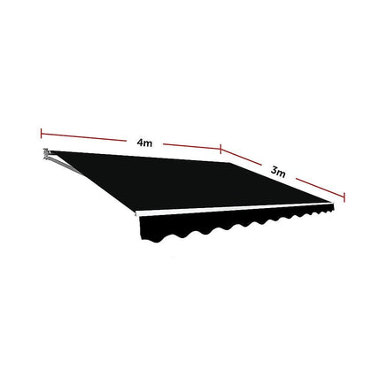 Motorised Outdoor Folding Arm Awning Retractable Sunshade Canopy Black 4.0m x 3.0m Home & Garden Kings Warehouse 