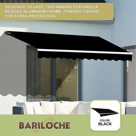 Motorised Outdoor Folding Arm Awning Retractable Sunshade Canopy Black 4.0m x 3.0m Home & Garden Kings Warehouse 