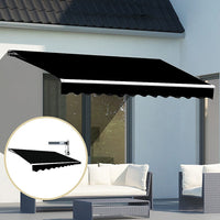 Motorised Outdoor Folding Arm Awning Retractable Sunshade Canopy Black 4.0m x 3.0m Home & Garden Kings Warehouse 