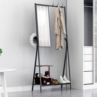 Multifunctional 5 In 1 Coat rack Entryway Hall Tree with Shoe Storage and Dressing Mirror (Black, 190 x 81 cm) living room Kings Warehouse 